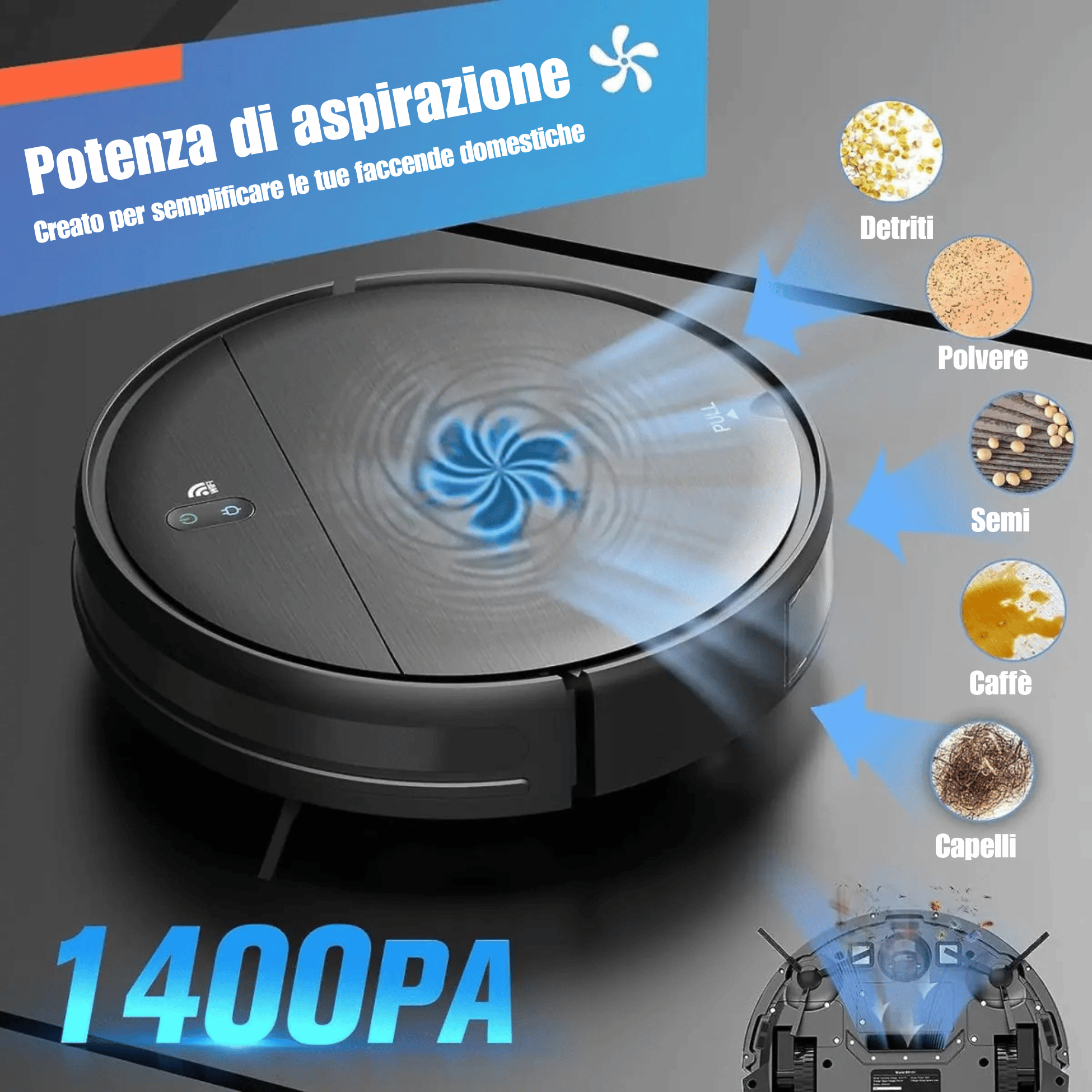 GenioCasa™ Robot Intelligente per la Pulizia dei Pavimenti